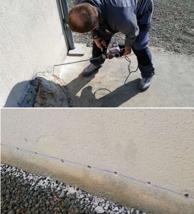 Un façadier de Esprit Façades dans l'Orne et Eure-et-Loir travaillant sur un mur.